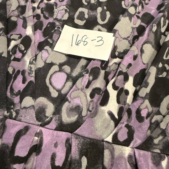 Loft abstract leopard print midi dress purple gray black SZ M - Picture 13 of 14